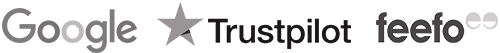 Google logo, Trustpilot logo, feefo logo